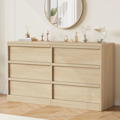6 Drawer Dresser For Bedroom, Double Dresser Organizer With 6 Drawers, Wooden Chest Of Drawers For Living Room, Hallway, Entryway | Wayfair North America