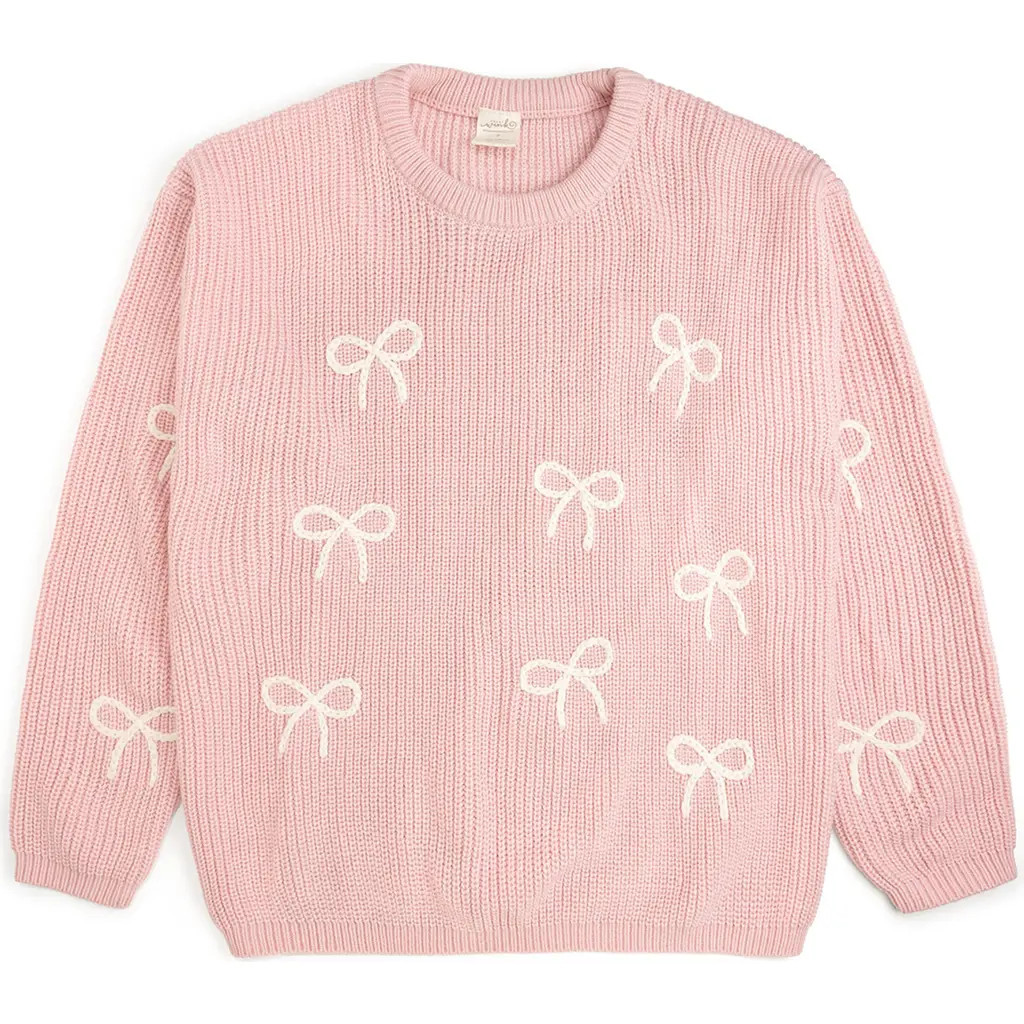 Sweet Wink All Over Bows Knit Women's Sweater in Blush Pink at Nordstrom, Size Small | Nordstrom