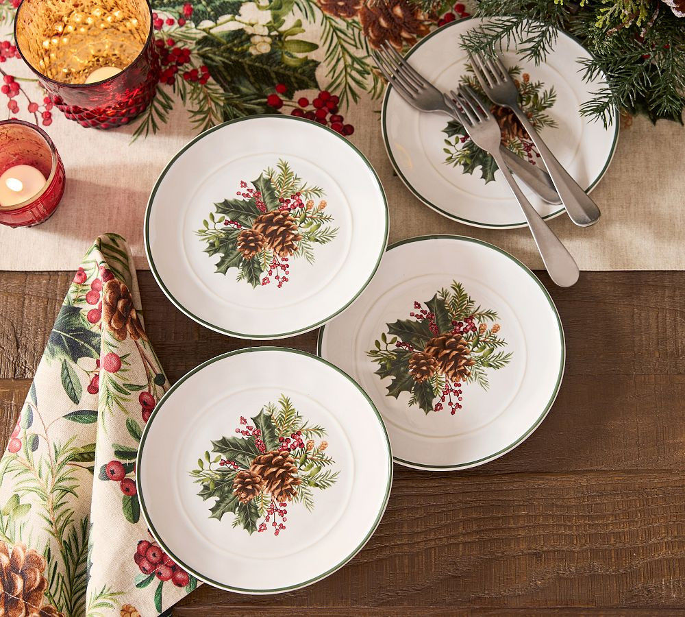Holly Berry Stoneware Appetizer Plates - Set of 8 | Pottery Barn (US)