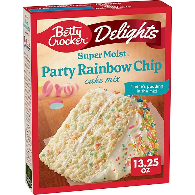 Betty Crocker Delights Super Moist Party Rainbow Chip Cake Mix, 13.25 oz | Amazon (US)