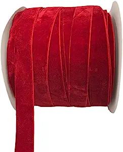 10 Yards Velvet Ribbon Spool Available in Many Colors (Red, 1") | Amazon (US)