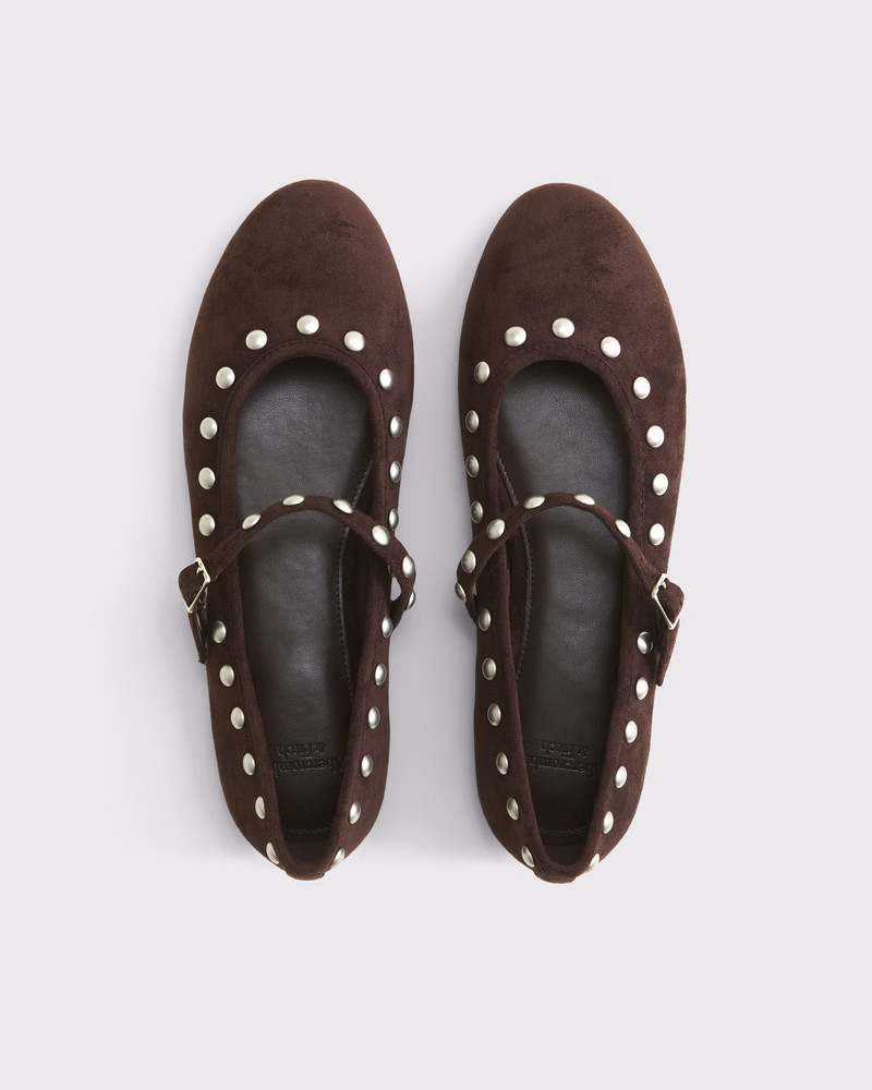 Mary Jane Round-Toe Vegan Suede Flats | Abercrombie & Fitch (US)