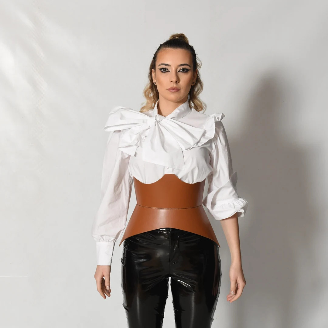 XO Brown Leather Corset XXS-5XL Hourglass Wide Belt Plain - Etsy | Etsy (US)