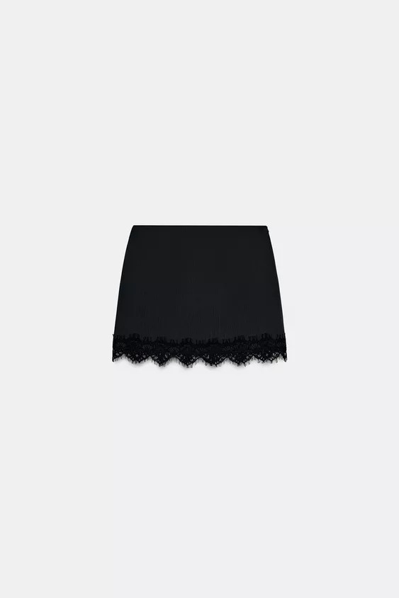Lace Trim Skirt | Zara UK