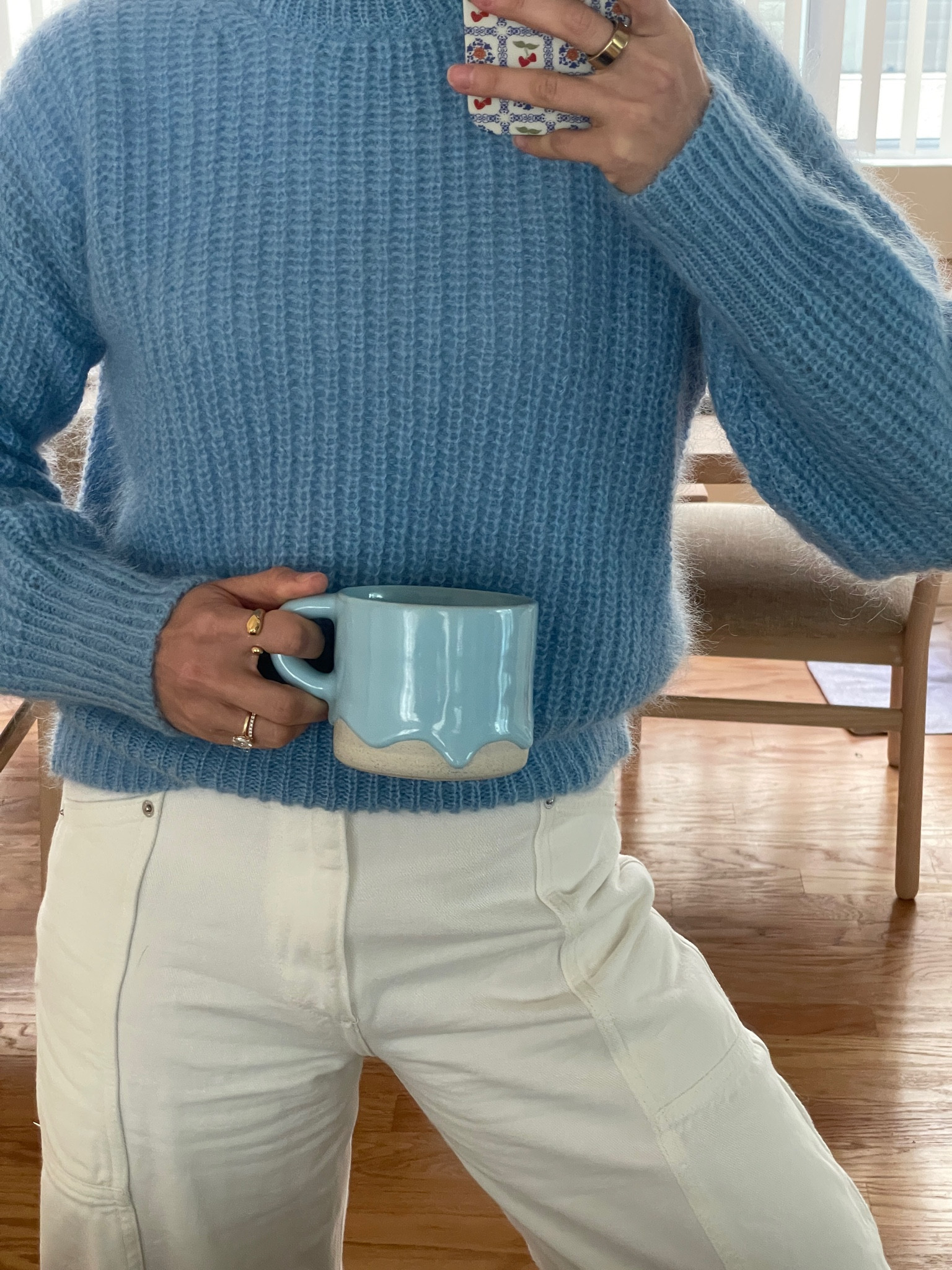 The perfect blue sweater 🩵 and my Brian giniewski drippy pots mug #ootd #fashion #style #whatimwearing #freepeople 

#LTKstyletip