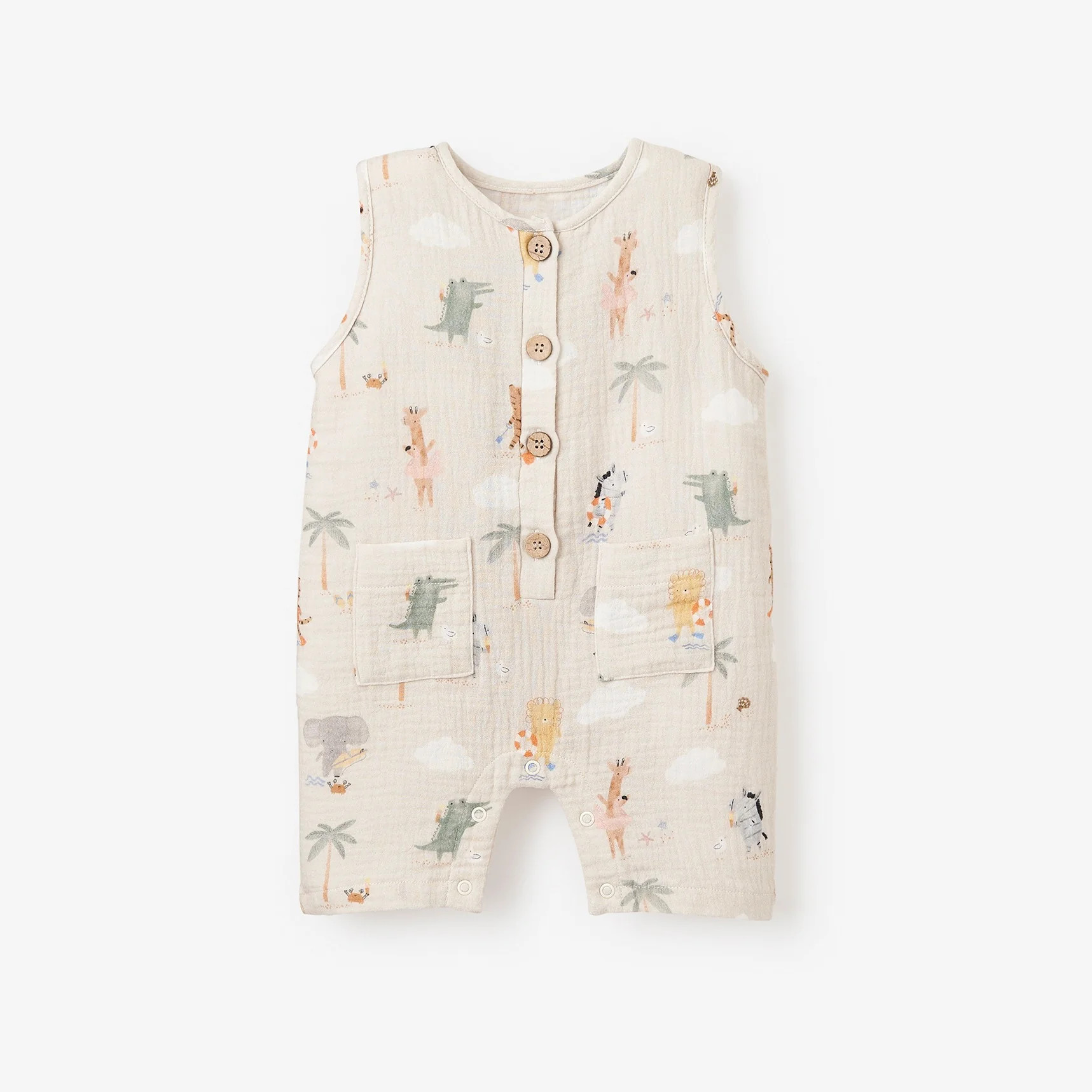 Seaside Safari Organic Muslin Shortall | Elegant Baby