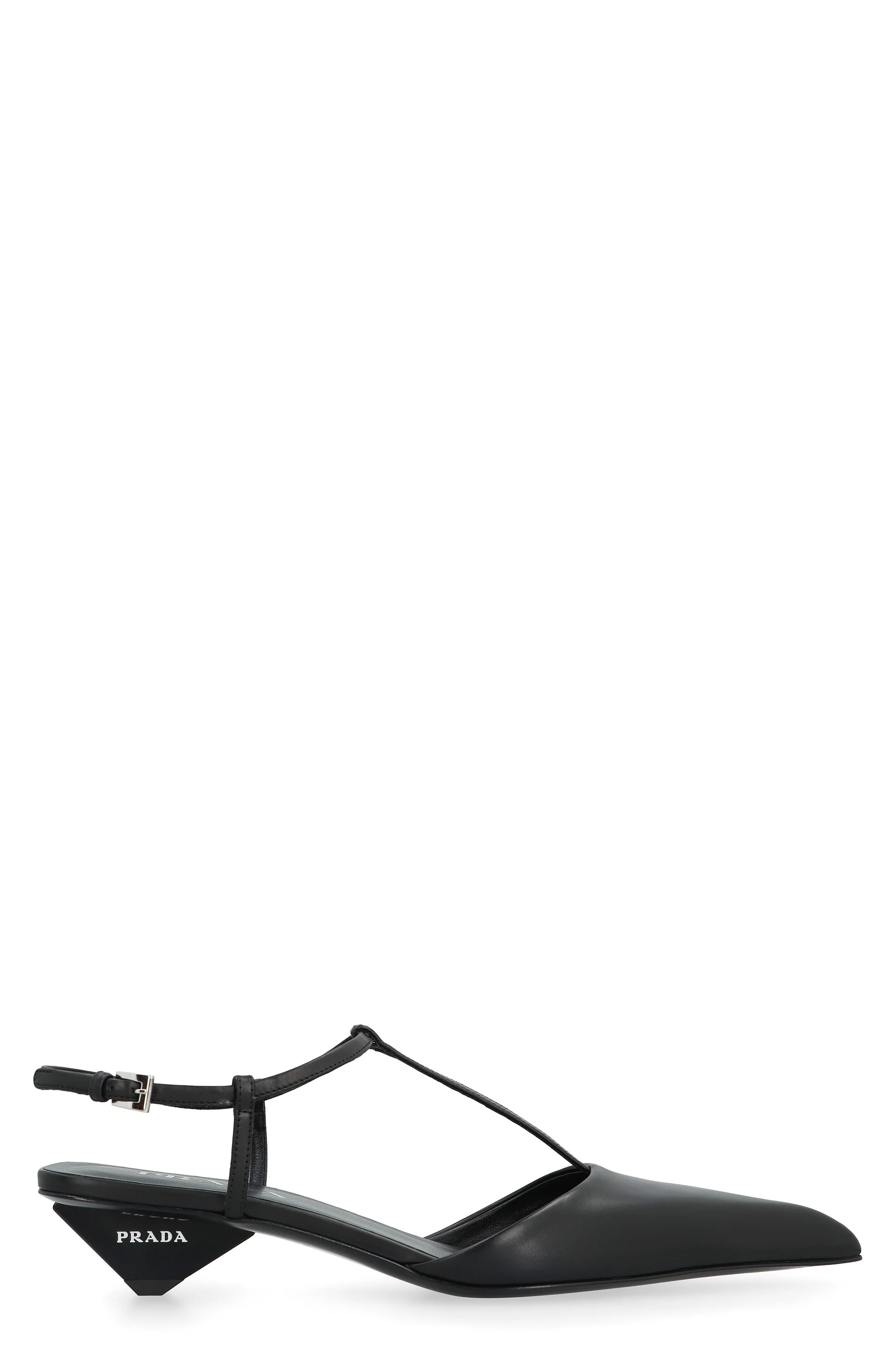 Prada Women's Leather Slingback Pumps in Black | Size 38 | 1I535NF035070 Color F0002 | LOZURI