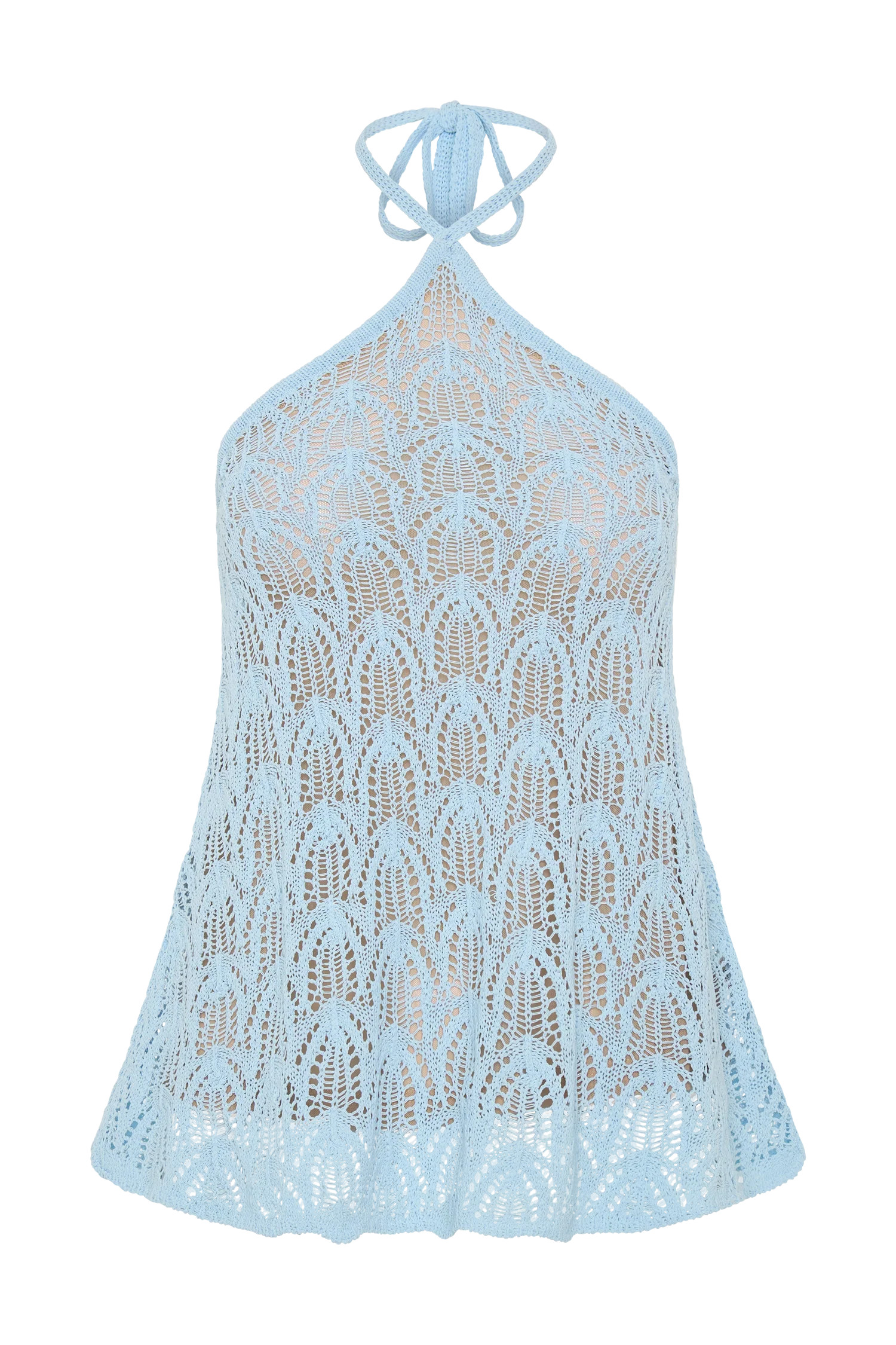 Crochet Halter Neck Top - Light Blue | MESHKI US