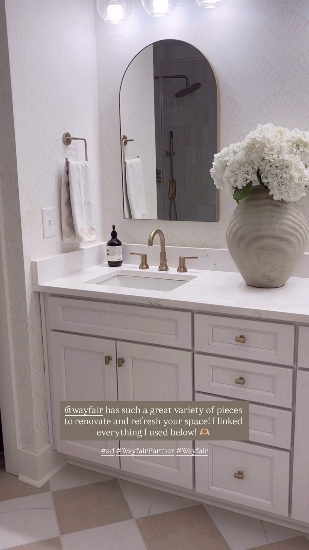 #ad We love a bathroom transformation! 🤍 I found everything from @wayfair ! They have an amazing selection of pieces to elevate and refresh your space! You can shop everything I used below! 🫶🏼 #WayfairPartner #Wayfair 