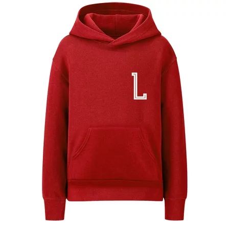 Daxton Youth Unisex Pullover Red Hoodie Mid-Weight Fleece Sweater Custom White Numbers and Letters L XS | Walmart (US)