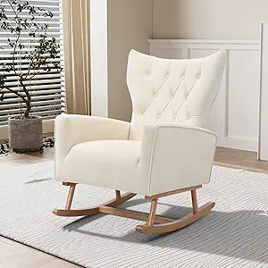 Rophefx Velvet Nursery Rocking Chairs, Glider Rocker for Baby Nursery with Solid Wood Base, Moder... | Amazon (US)