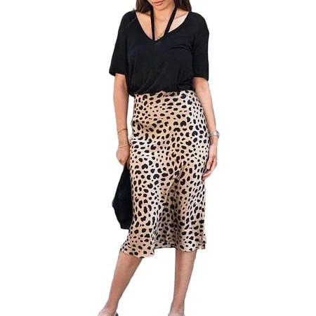 Citgeett Womens Pencil Skirt Stretch Elastic Office OL Bodycon Leopard Midi Skirt | Walmart (US)