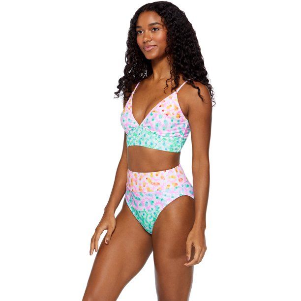 No Boundaries Juniors Pastel Daisy Longline Swim Top | Walmart (US)