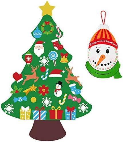 jollylife 3ft DIY Felt Christmas Tree Set Plus Snowman Advent Calendar - Xmas Decorations Wall Hangi | Amazon (US)