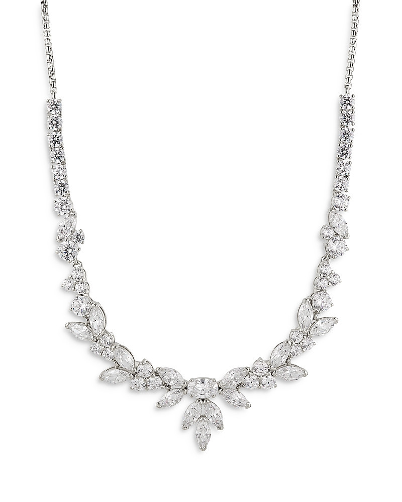 Nadri Prima Cubic Zirconia Cluster Statement Necklace in Rhodium Plated, 16-18 | Bloomingdale's (US)