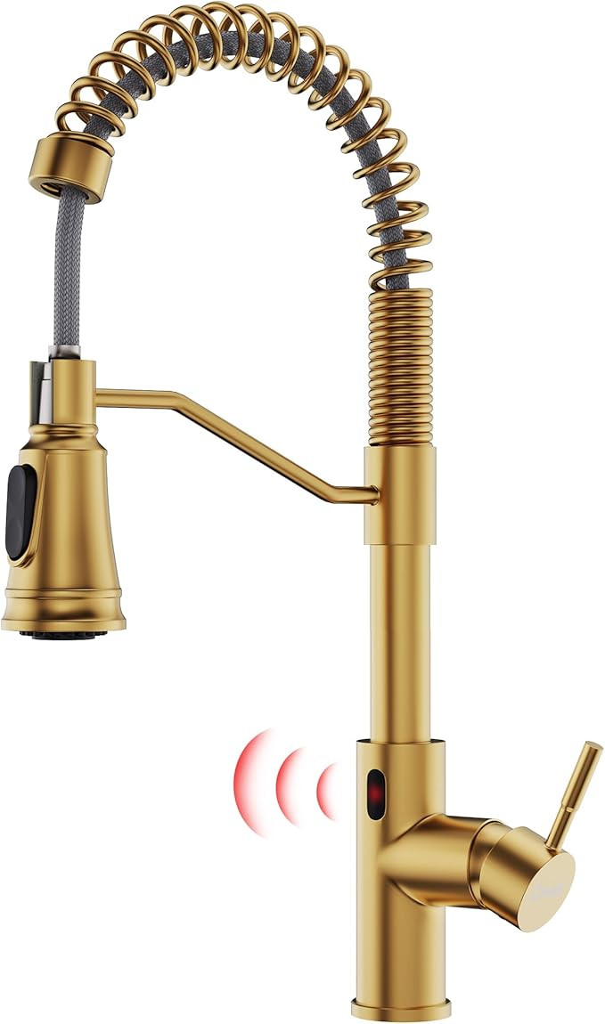 GIMILI Gold Touchless Kitchen Faucet with Pull Down Sprayer, Brushed Brass Motion Sensor Smart Ha... | Amazon (US)