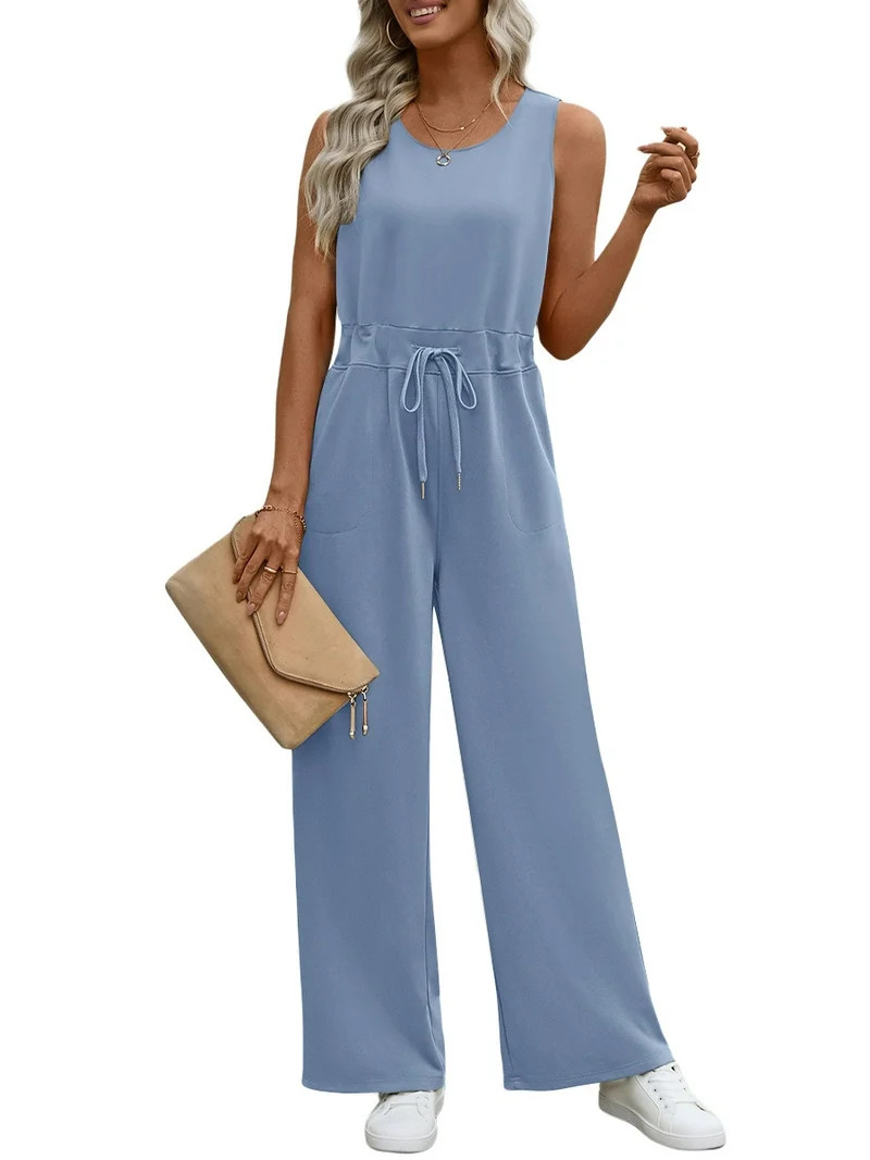 UVN Jumpsuits for women Summer Casual Romper Sleeveless Wide Leg Long Pants Outfits Dressy Woman ... | Walmart (US)