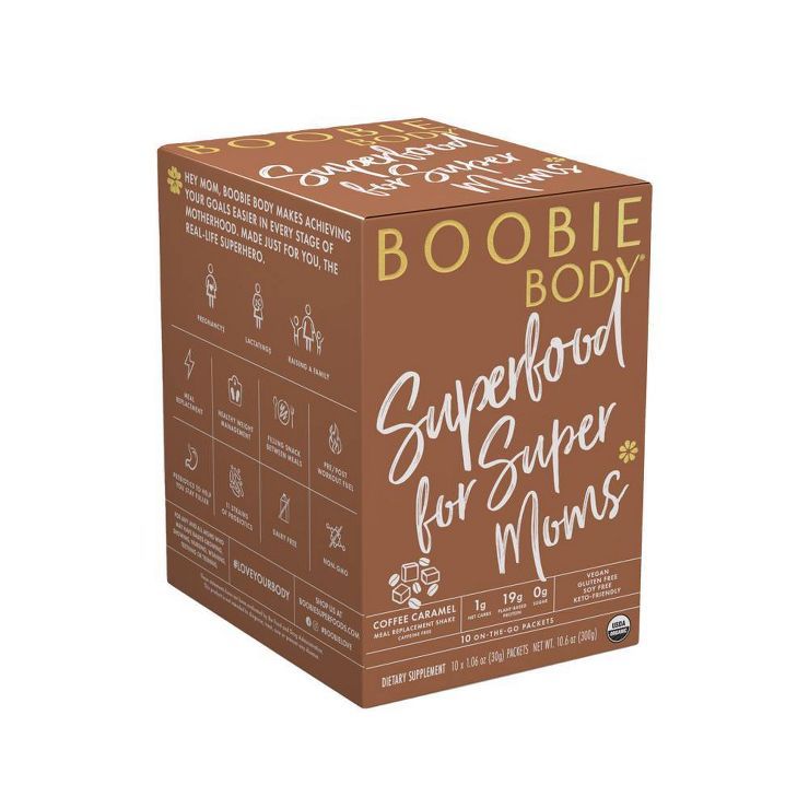 Boobie Body Organic Superfood Plant-Based Protein Shake Coffee Caramel - 1.03oz -10 Single Serve ... | Target