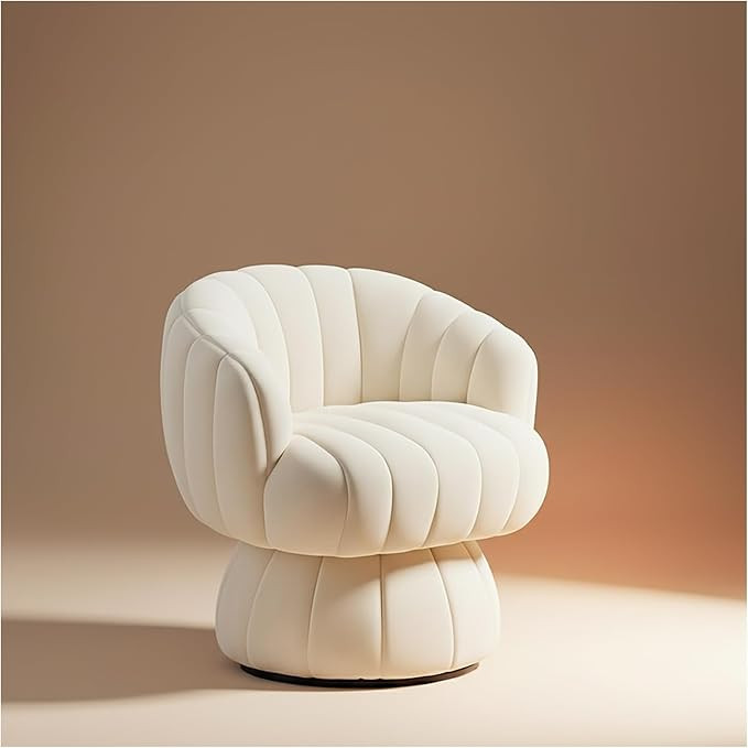 Vanity 360-Degree Swivel Accent Chair - Mid Century Modern Plush Round Makeup Chair, Relaxing Com... | Amazon (US)