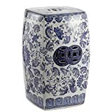 Jonathan Y Floral Vine 18.5" Chinoiserie Ceramice Square Garden Stool, Blue/White | Amazon (US)