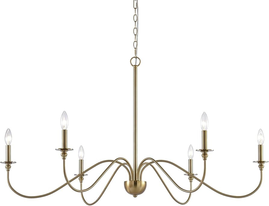 Kira Home Archer 47" 6-Light Large Modern Chandelier + Curved Arms, Adjustable Hanging Height, Co... | Amazon (US)