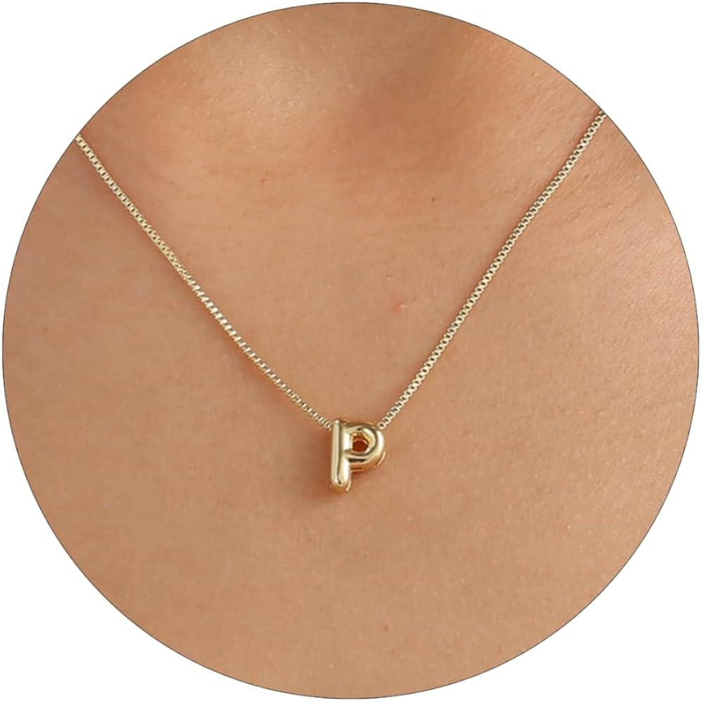 Bubble Initial Necklaces for Women Girls 14K Gold Plated Letter Necklace Dainty Gold Name Necklac... | Amazon (US)