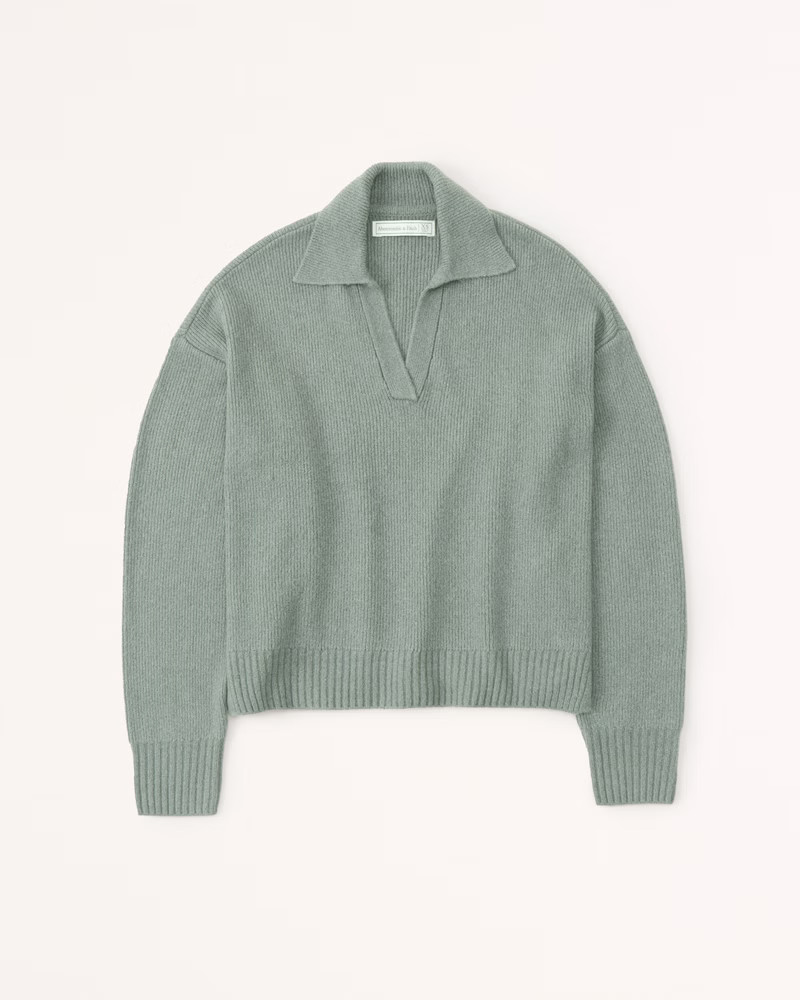 Women's Notch-Neck Sweater Polo | Women's Tops | Abercrombie.com | Abercrombie & Fitch (US)