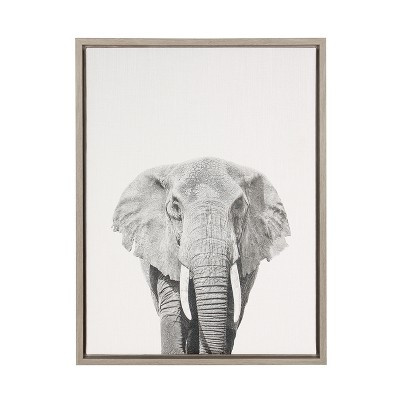 24" x 18" Elephant Framed Canvas Art Gray - Uniek | Target