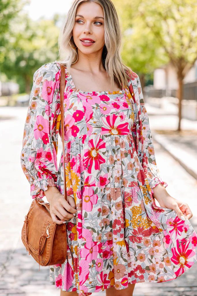 Let's Be Clear Pink Floral Babydoll Dress | The Mint Julep Boutique