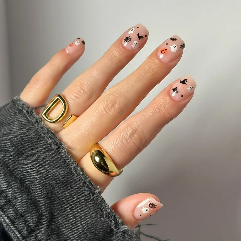Salon Perfect Halloween Fall Artificial Fake Press On Nails, 396 Spooky Season Emoji, Square Shor... | Walmart (US)