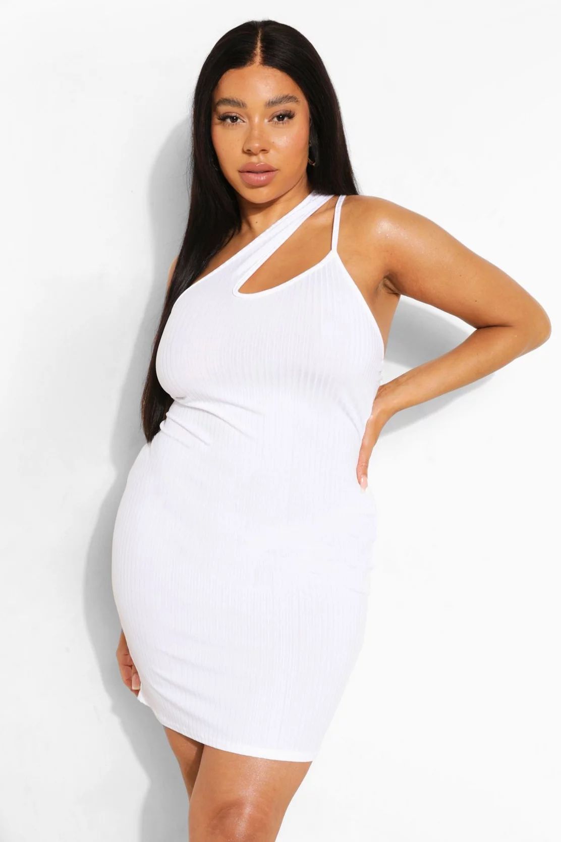 Plus One Shoulder Cut Out Bodycon Dress | Boohoo.com (US & CA)