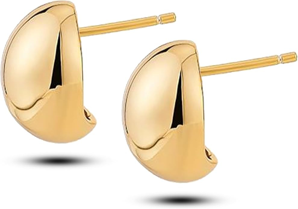 14K Gold Stud Earrings for Women Gold Earrings for Women Lightweight Hypoallergenic Peas Bean Dai... | Amazon (US)