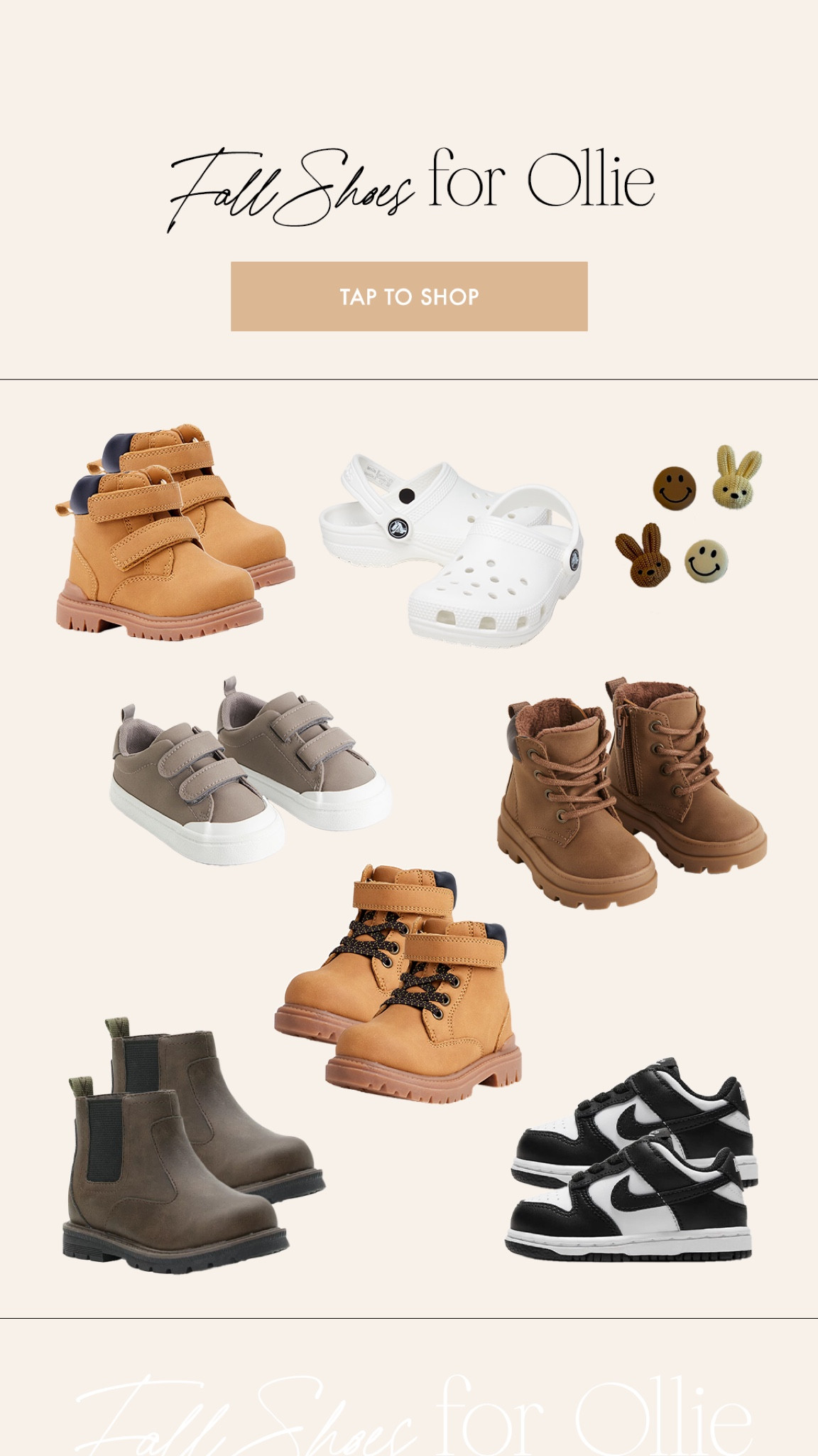 Fall toddler shoes 🤎 he’s been rocking his crocs even now and loves his little jibbitz! You can pair with socks as the months get cooler 🍂

Toddler favorites, toddler boy, toddler shoes, toddler boots, H&M, Nike dunks, toddler fashion, toddler style 

#LTKSeasonal #LTKfamily #LTKkids