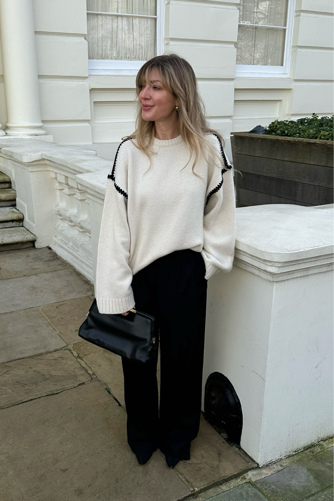Simplistic outfit, Toteme jumper, house of Dagmar trousers, Khaite shoes, Demellier black bag, monochrome outfit, black trousers, black bag 

#LTKeurope #LTKSeasonal #LTKstyletip