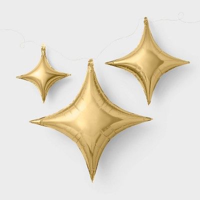 3ct Gold Quadrangle Star Shaped Foil Balloons - Spritz™ | Target