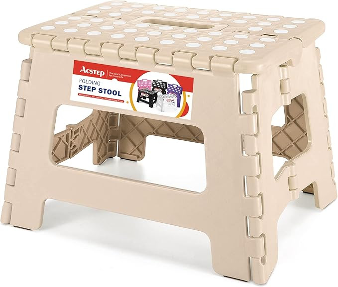 ACSTEP Folding Step Stool Lightweight Plastic Step Stool 9 Inch Foldable Step Stools Non Slip Fol... | Amazon (US)