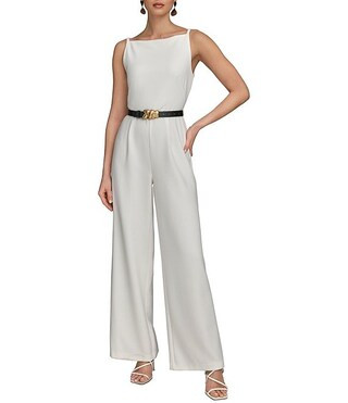 Donna Karan Sleeveless Square Neck Belted Jumpsuit | Dillard's | Dillard's