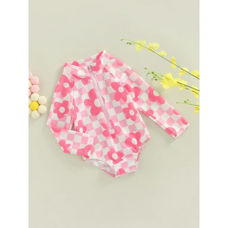 Lieserram Baby Girls One-Piece Swimsuit 6 9 12 18 24 Months 2T 3T Long Sleeve Rush Guard Bikini Z... | Walmart (US)