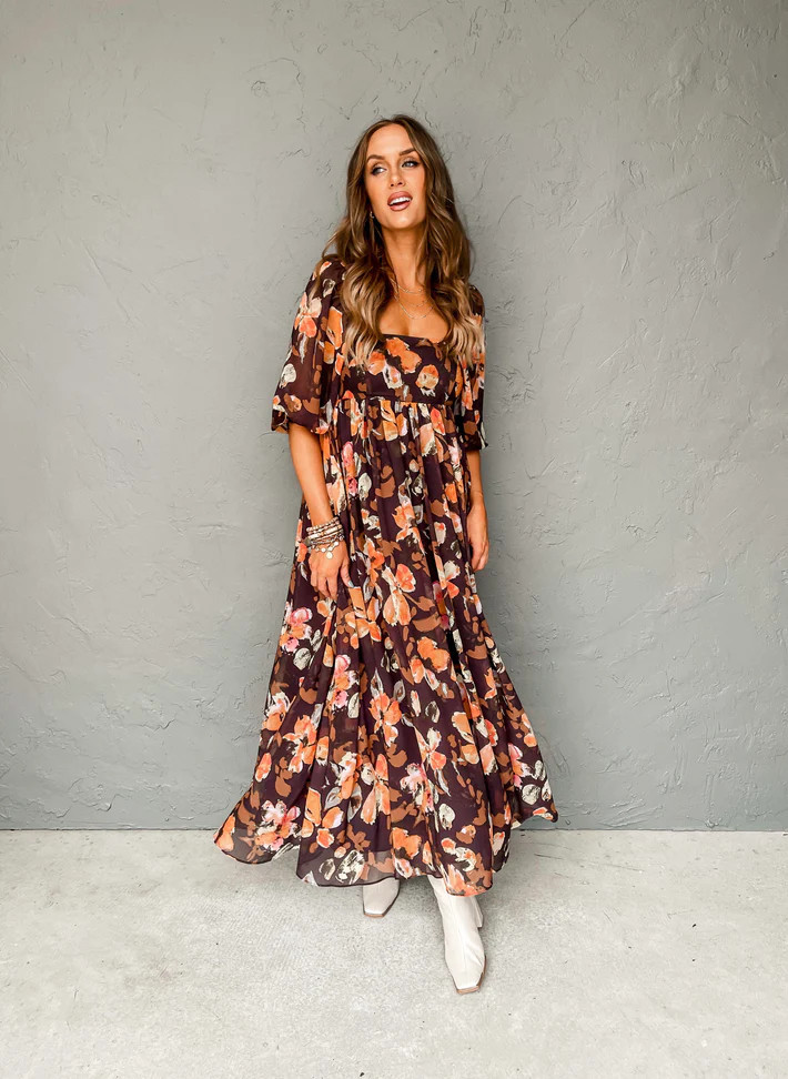 Felicity Floral Square Neck Maxi Dress | Ruthie Grace