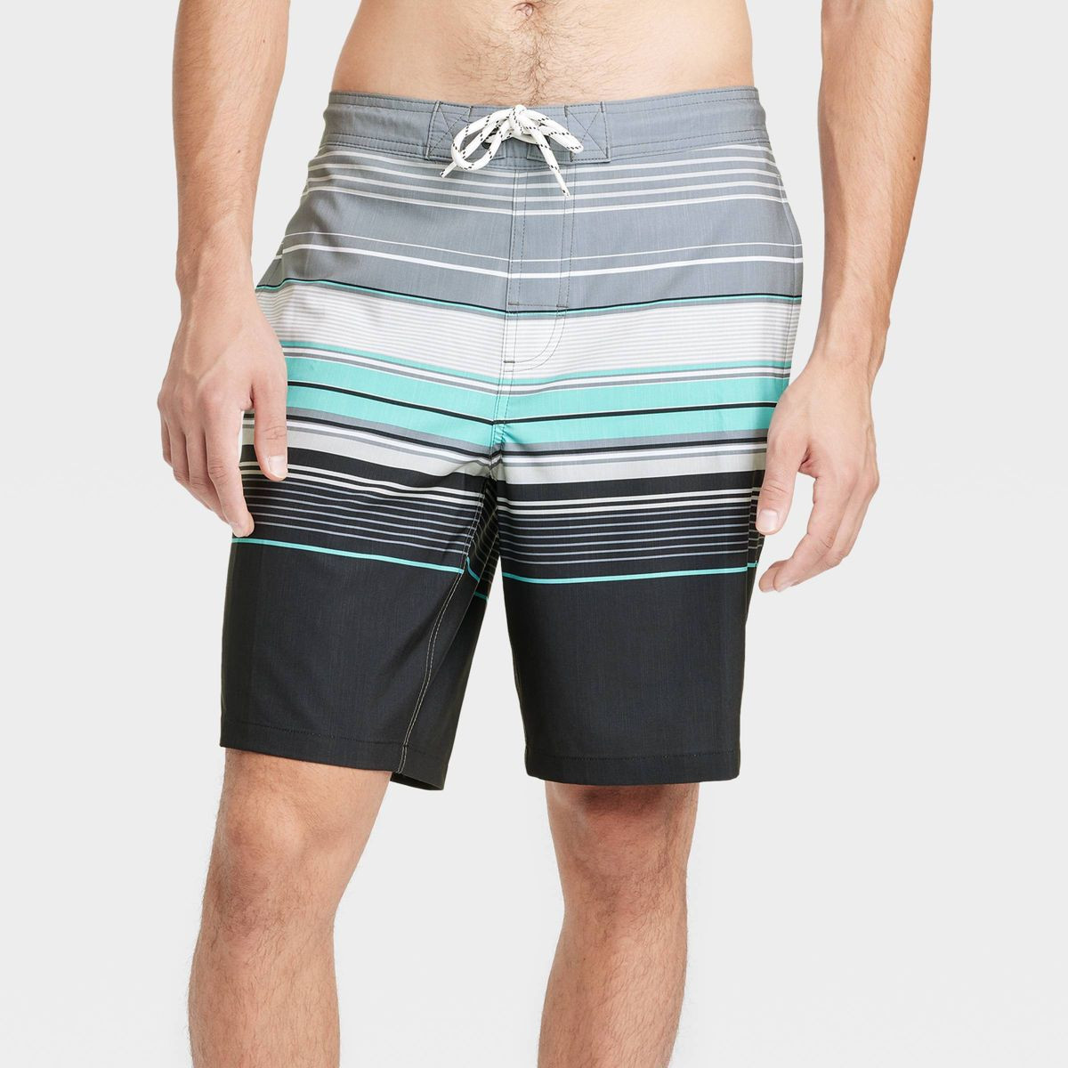 Men's 9" Striped E-Board Swim Shorts - Goodfellow & Co™ Charcoal Gray | Target