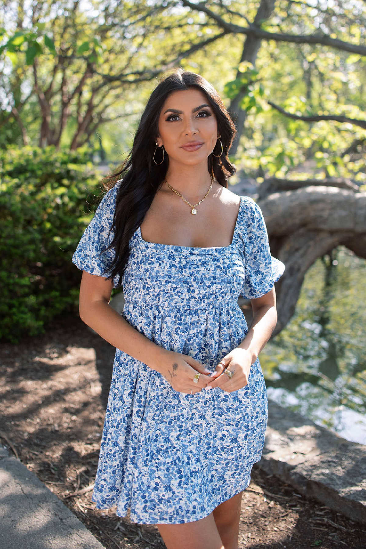 Blue Floral Print Pleated Mini Dress | Magnolia Boutique