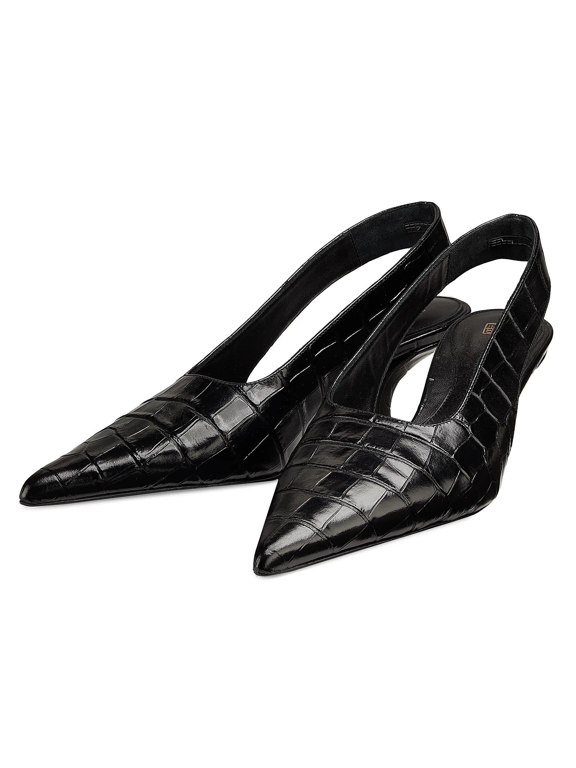 55MM Crocodile-Embossed Leather Slingback Pumps | Saks Fifth Avenue