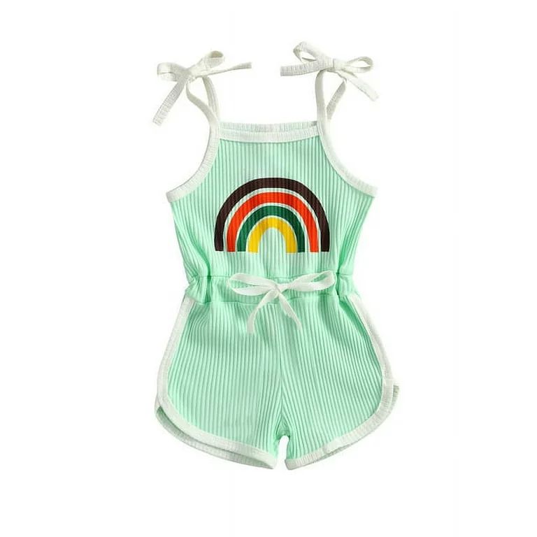 Toddler Baby Girls Outfits Rainbow Romper Jumpsuit Bodysuit Summer Clothes Set | Walmart (US)