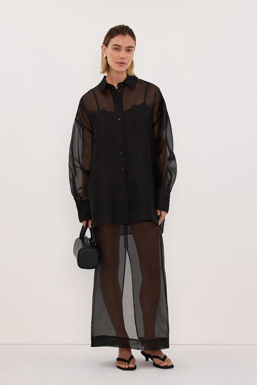 SIAN BLACK ORGANZA SHIRT | DISSH