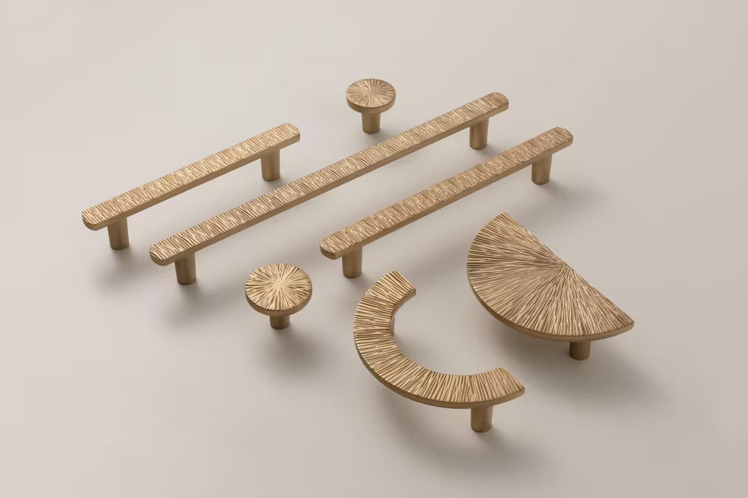 Hammered Brass Semi Circle Cabinet Pulls: Modern Drawer Knobs | Etsy (US)