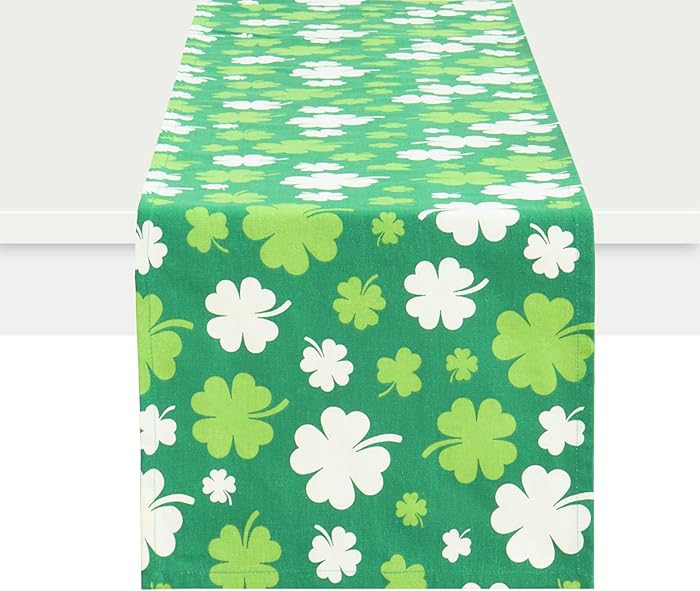 PurpleEssences St Patricks Day Shamrock Decorations Table Runner Green Clover, Dining Table Decor... | Amazon (US)