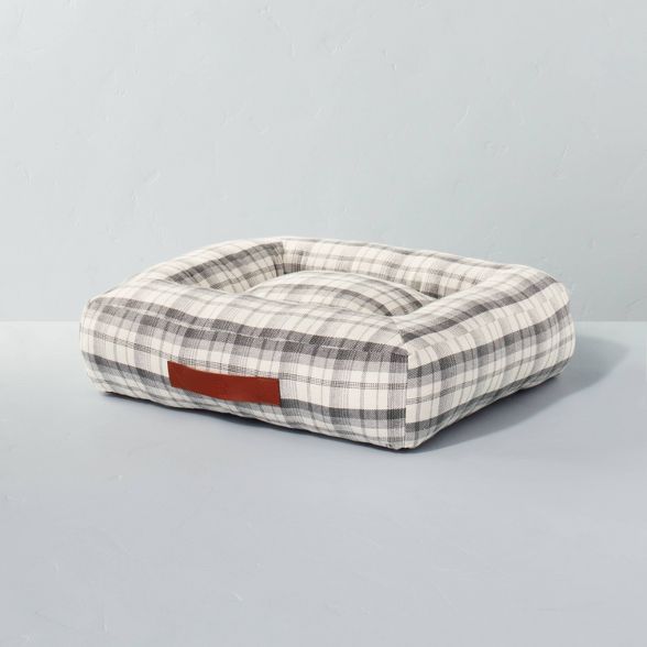 Neutral Plaid Pet Bed Gray/Cream - Hearth & Hand™ with Magnolia | Target