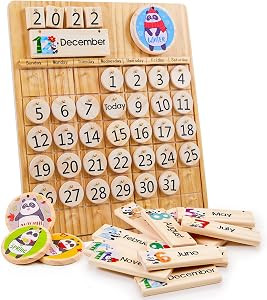 Panda Brothers Wooden Perpetual Calendar - Montessori toy for kids learning Seasons, Months and D... | Amazon (US)