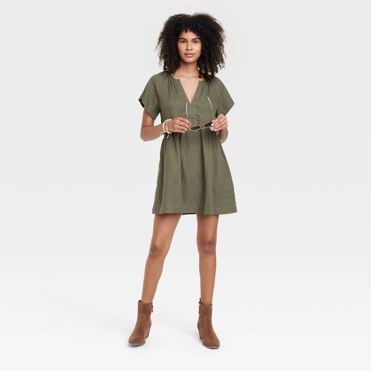 Women's Short Sleeve Linen Dress - Universal Thread | Target
