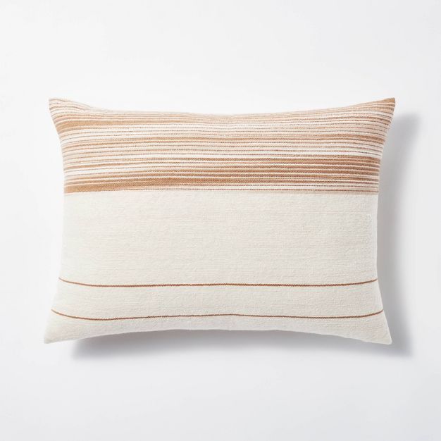 Textured Striped Lumbar Throw Pillow Cream/Cognac - Threshold™ designed with Studio McGee | Target